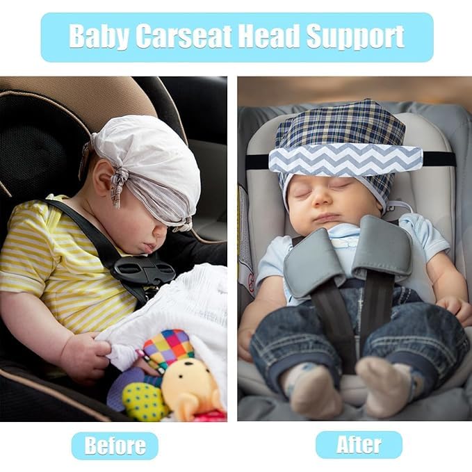 2 Pcs Baby Head Support for Car Seat, Carseat Head Support for Infant Toddler Kids Children Stroller Seat Neck Relief Head Band Sleeping Traveling (Waves and Fish)