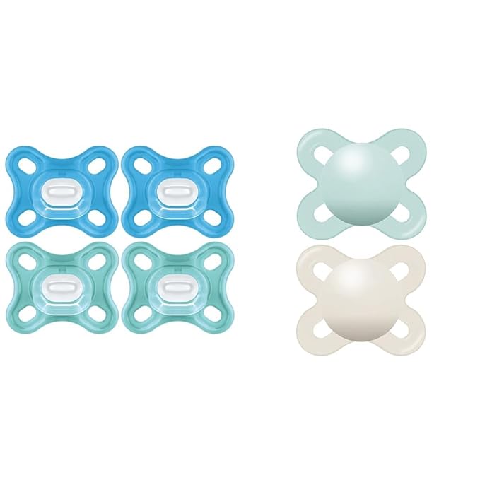 MAM Comfort and Original Start Matte Baby Pacifiers, 100% Silicone, 0-3 Months, Unisex, Pack of 4 and Pack of 2