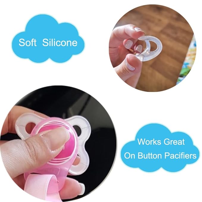 4Pcs Pacifier Adapter Rings Silicone Rings for Pacifier Clip Button Soother Dummy Pacifiers Holder Newborn Gift Safe for Baby (Girl's Color)