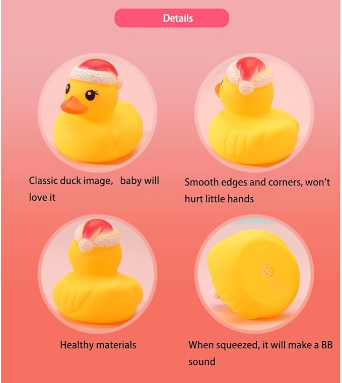 Assorted Rubber Duck Small Rubber Ducks in Bulk Baby Shower Bath Toy for Kids Toddler Birthday Christmas Party Favors Stocking Stuffers Classroom Incentives (Christmas Ducks 6pcs)
