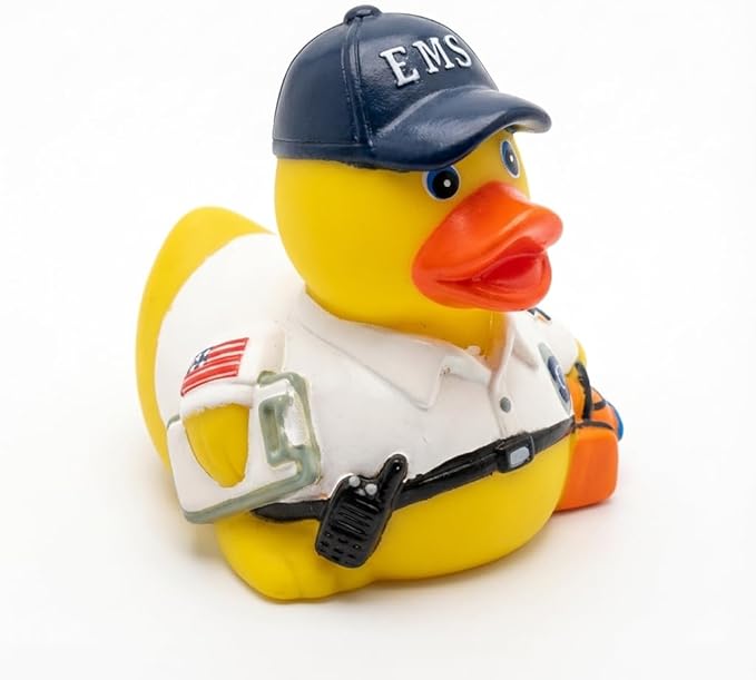3" EMS / EMT Rubber Duck [Sealed Hole, Floats Upright] - Baby Safe Bathtub Bathing Toy