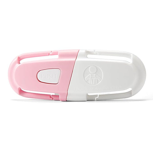Universal Car Seat Chest Clip, Adjustable Harness Positioning Clip for Stroller and Booster Seat, Anti-Slip Shoulder Straps Holder Accessory for Parents (1 Pack, Pink&White)