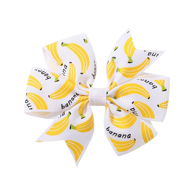 BBTDIN Baby Girls Banana Bow Hair Clips - Kids Girls Fruits Bowknot Hair Clips BBG94 (A1-White Bow)