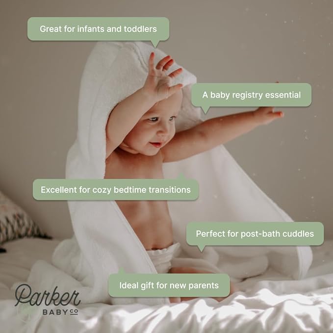Parker Baby Co. Premium 100% Soft Ring Spun Cotton Hooded Toddler and Kid Bath Towel Plush Towel with Hood for Newborns and Babies