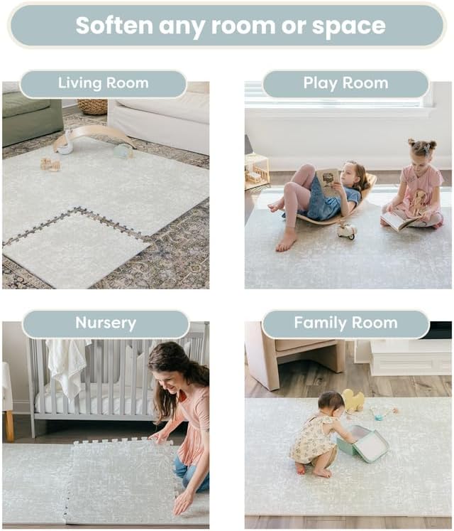 Baby Play Mats for Floor - Eden (6x10ft) - Premium EVA Foam Play Mat for Babies & Toddlers - Perfect for Tummy Time, Crawling, Playroom - Stylish & Comfortable Kids Play Mat