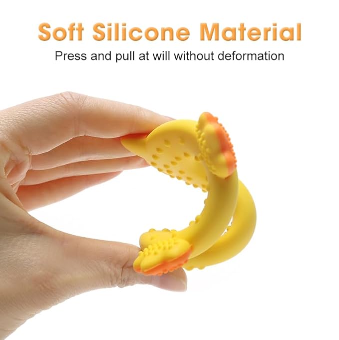 Baby Teether with Easy-Hold Handle, Silicone, BPA-Free, Soothe Sore Gums, Textured for Sensory Development, Teethable Surfaces - Baby Teething Toy for 3 Months & Up (Carrot and Chicken)