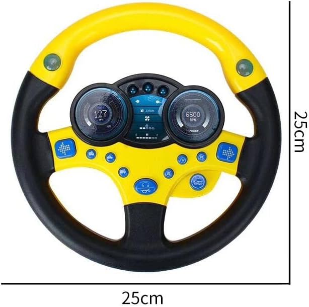 Simulated Driving Controller Portable Simulated Steering Wheel Copilot Toy Children's Small Steering Toy Gift Funny Interactive Driving Wheel with Music. (Yellow)