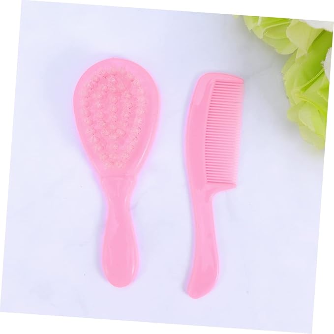 SHOWERORO Brush and Comb for Newborns and Toddlers Soft Bristles for Gentle Scalp Massage Safe and Comfortable Hair Care Pink for Registry
