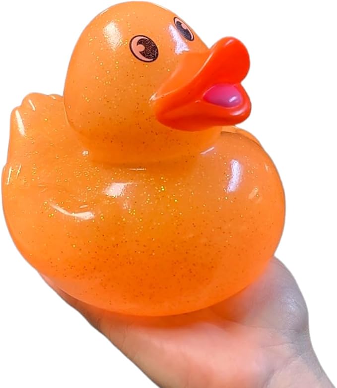 Large 6" Tall Glitter Rubber Duckies ( Ducks) Collectable Colorful Ducks Great for Dash Display and Bath Play (4 Pack)