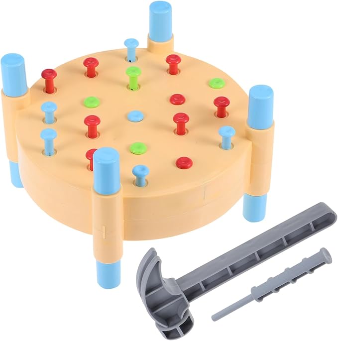 BESPORTBLE Montessori Hammer for Realistic Pounding Game with Multicolor Pegboard Fine Motor Skill Development Hand-Eye Coordination Early Learning Activity