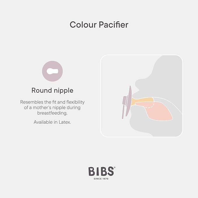 BiBS Liberty Pacifier 2-Pack, BPA Free Pacfiers with Natural Latex Round Nipple, Made in Scandinavia, Size 1 (0-6 Months), Strawberries and Cream Ivory Mix