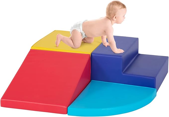 PayLessHere Climbing Toys for Toddlers 1-3 4-Piece Colorful Foam Blocks Play Set Indoor Baby Toys for Crawling & Sliding Soft Corner Climber for Babies Indoor Play for Homes, Schools