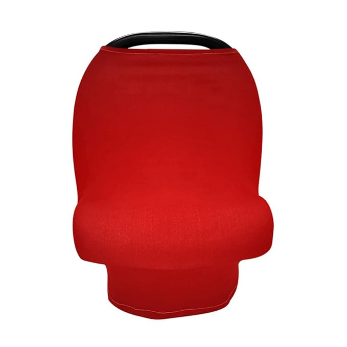 Moudou Red Solid Color Baby Car Seat Cover, Soft Stretchy Infant Carseat Canopy Cover Newborn Nursing Breastfeeding Cover for Stroller, High Chair, Shopping Cart