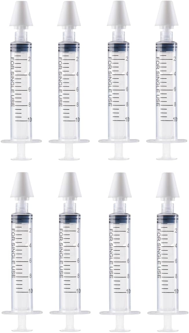 Nasal Sprayer Saline Syringe, 8 Pack 10ml Refillable Continuous Fine Mist Nasal Irrigator Nose Wash Cleaner for Child's Sinus Congestion Relief, Rinsing Device for Babies & Kids