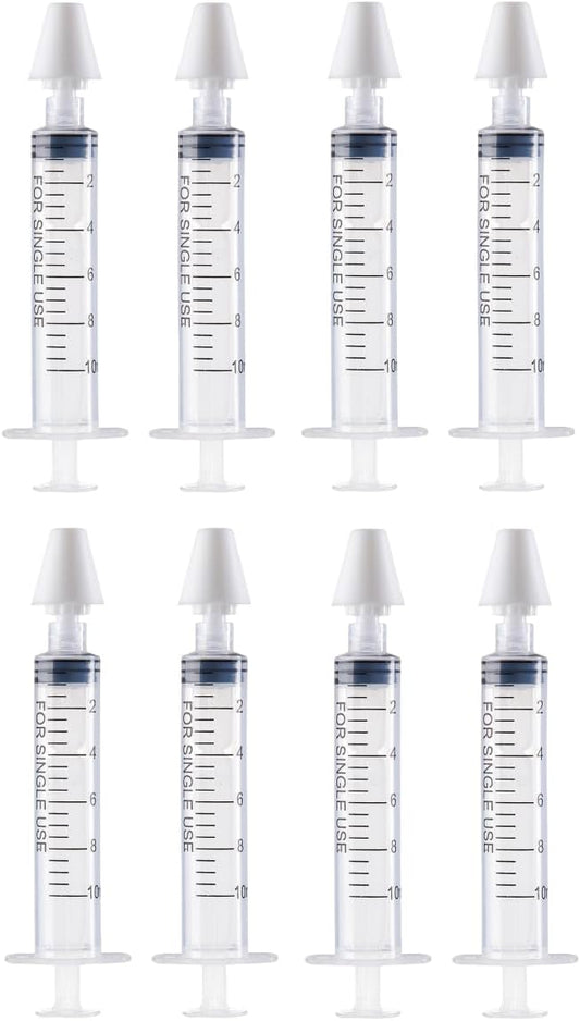 Nasal Sprayer Saline Syringe, 8 Pack 10ml Refillable Continuous Fine Mist Nasal Irrigator Nose Wash Cleaner for Child's Sinus Congestion Relief, Rinsing Device for Babies & Kids