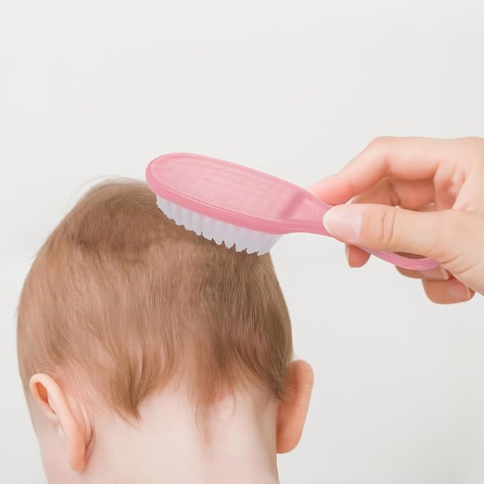 SUPVOX Baby Brush and Comb Set for Newborns Infant Massage Hair Brush with Circular Tooth Comb to Promote Scalp Circulation and Brain Development 4.72X1.57X0.78 Inches