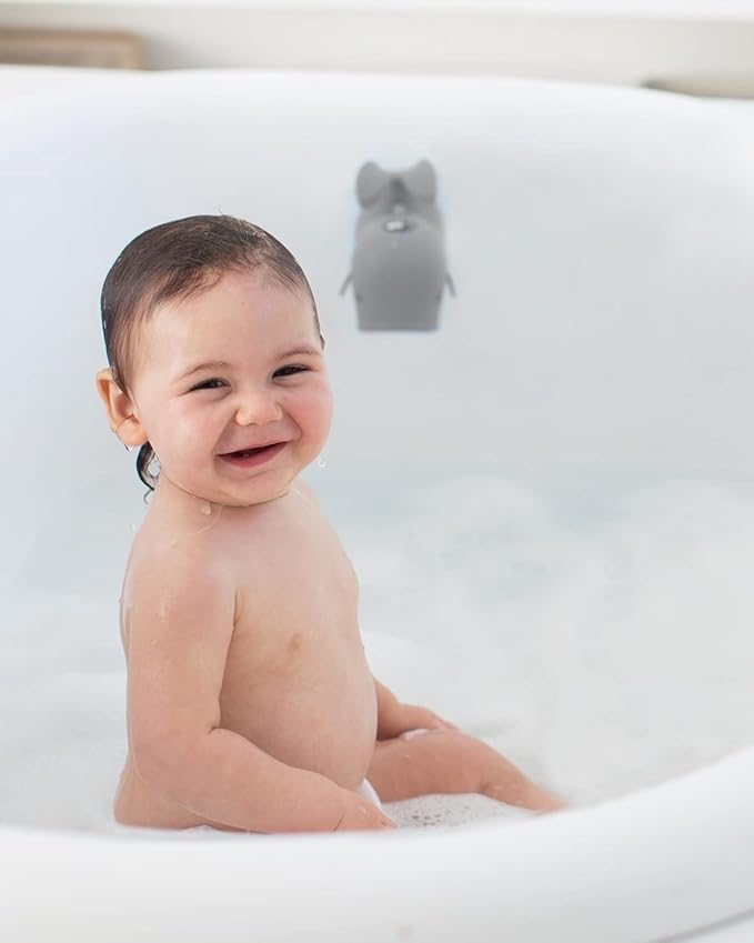 Skip Hop Baby Bath Tub, 3-Stage Smart Sling Tub, Moby, Grey & Baby Bath Spout Cover, Universal Fit, Moby, Grey