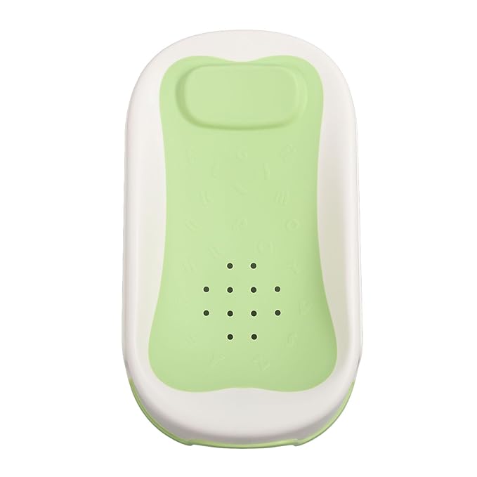 Baby Bather Baby Bath Tub with Mesh Holes Bathtub Support Newborn Shower Stand for Newborns, Green, PP and TPE Material