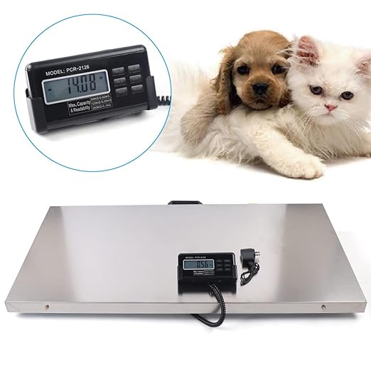 Electronic Digital Pet Power Scale, Professional Livestock Vet Scale, Animal Scale, Stainless Platform Weight Scales for Pet Dog/Sheep/Goat/Cat/Hog (440LBS)