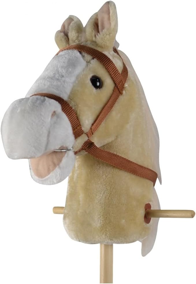 Tachan - Horse Head with Deluxe Stick - with Sounds and Wheels for Easy Gliding - Toy Horse for Boys and Girls - Light Brown - 90cm Height (CPA Toy Group 727T00729)