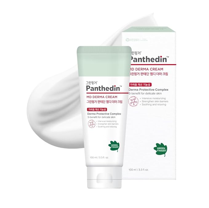 GREEN FINGER Panthedin MD Derma Cream 3.4 Fl Oz, Hyaluronic acid Ceramide Vitamin Squalane Baby Face Body Moisturizer, Skin Barrier Repair Moisturizing Cream for Sensitive Itch Skin, Korean Skincare