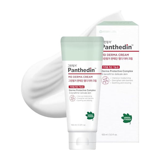 GREEN FINGER Panthedin MD Derma Cream 3.4 Fl Oz, Hyaluronic acid Ceramide Vitamin Squalane Baby Face Body Moisturizer, Skin Barrier Repair Moisturizing Cream for Sensitive Itch Skin, Korean Skincare