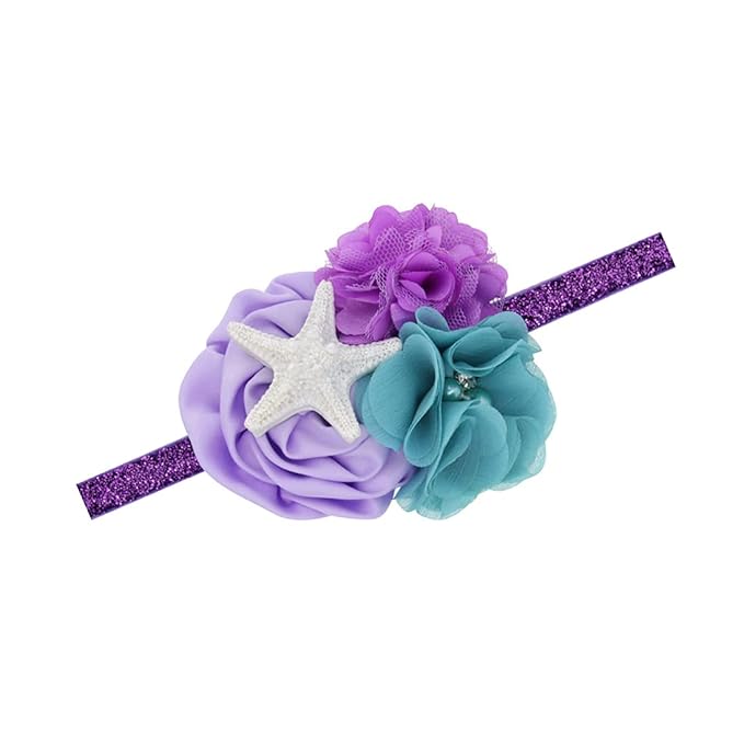 JustMyDress Baby Starfish Mermaid Headbands with Flower Hairband Girls Hair Accessories JB321 (Purple Flower)