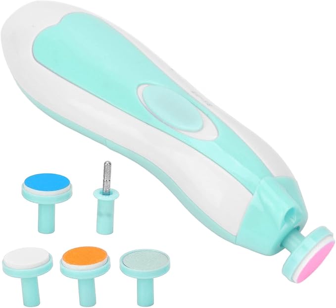 Baby Infs Nail File, Baby Electric Nail Grinder Baby Nail File Kit Portable Infs Nail File with 6 Grinding Head Low Noise Manicure Care (Skyblue)