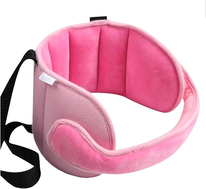 Car Seat Head Support, Soft Comfortable Adjustable Seat Neck Relief Support Band for Sleeping Kids, Automotive Headrest Holder Strap for Toddler Children Infant, Universal Fit (Pink)