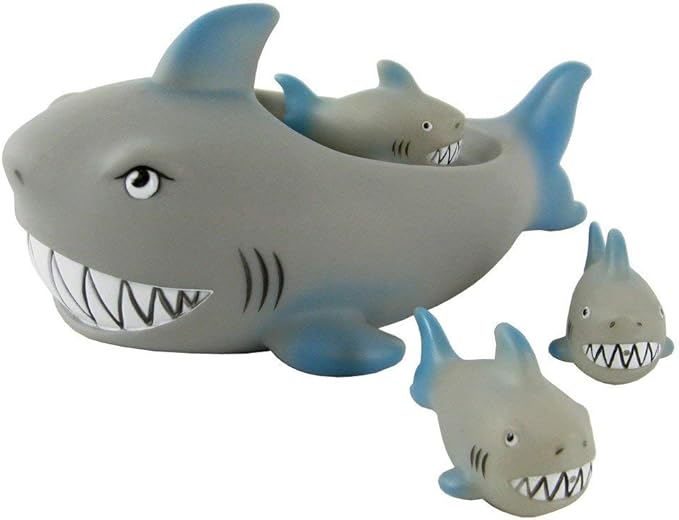 Playmaker Toys Rubber Baby Bath Animal Family Toy Sets (Shark)