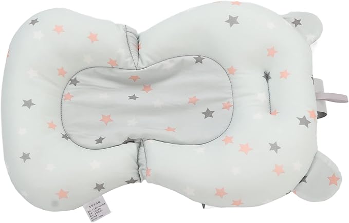 Baby Bath Seat, Baby Bath Cushion Floating Newborn Bathtub Mat Baby Bath Mat Infant Bath Supporter Net Baby Bathtub Pillow Bath Supporter for Newborn (Light Blue Stars)