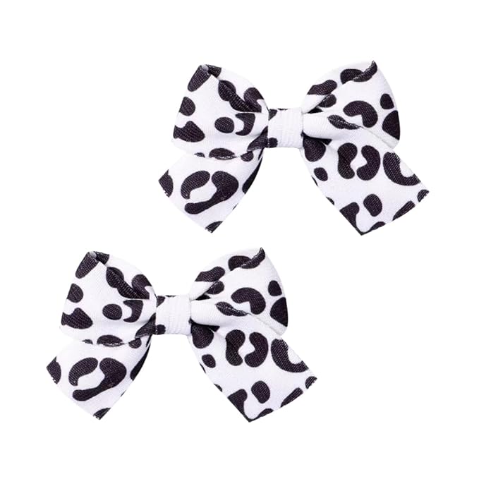 Baby Hair Clips for Girls, LeopardBaby Clip Bows, Toddler Girl Hair Accessories forKids Fully Lined Polka Dot Alligator ClipBarrettes,Packed in pairs[L]