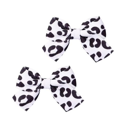 Baby Hair Clips for Girls, LeopardBaby Clip Bows, Toddler Girl Hair Accessories forKids Fully Lined Polka Dot Alligator ClipBarrettes,Packed in pairs[L]