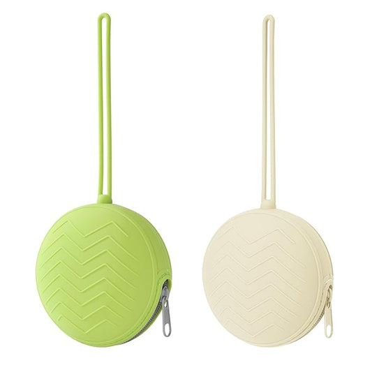 2-Pack Silicone Pacifier Holder Case- Portable Pacifier Cover Pouch Bag, Pacifier Storage Case for Diaper Bag (Avocado/Ivory)