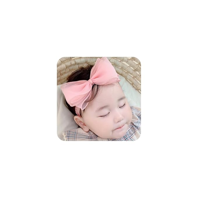 Cute Lace Bow Baby Girls Headbands White Knot Headband Soft Chiffon Hair Band for Newborn Infant Toddler Kids Hair Accessories (Pink A)