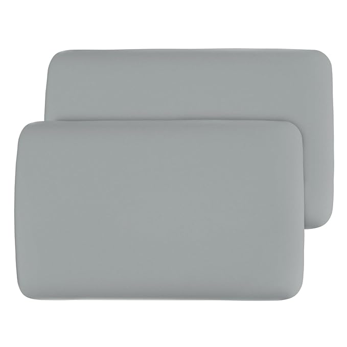 Pack and Play Sheets Fitted, Compatible with 4moms Breeze Plus Playard & Breeze GO Playard, Cotton Pack and Play Sheets Cover, Gray, 40"×28", 2 Pack