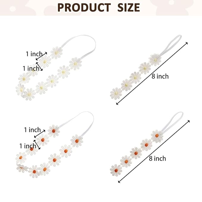 4PCS Baby Girls Daisy Flower Bows Headbands Spring Outdoor Hair Band Handmade Hair Accessories For Kids Toddlers Infants Newborn