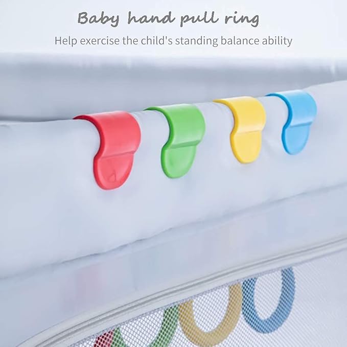 Baby Pull up Rings Playpen,Walking Exercises Assistant Stand Up Rings for Infant Toddler Baby Playpen 4 PCS