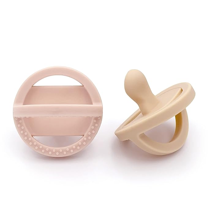 Doodle & Co. London Classic Pacifier for New Born Babies | BPA Free Angled Shape 100% Silicone for Infants with & Without Teeth | Helps Promote Healthy Oral Development | 0+ Months | Blush/Smash Cake