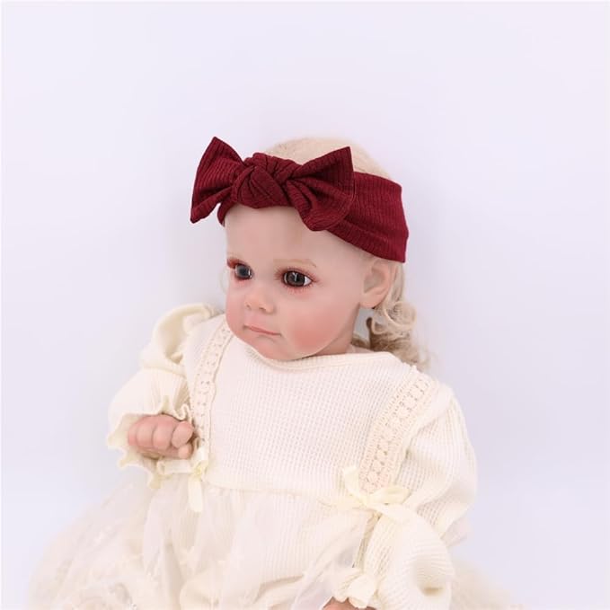 Sugarmelon Mommy and Me Headband Set Mother Baby Matching Turban Headbands for Toddler Baby Girls Women Scrunchies Hair Bow Hairbands (Silver/Wine)