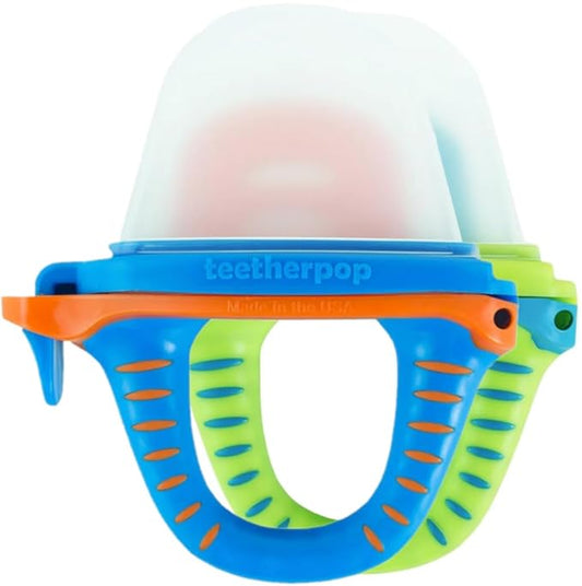 Teetherpop Fillable Freezable Teethers for Babies - Breastmilk Teether with Spill-Proof Sippy Slits – Teething Popsicle for Baby, Liquids & Purées, Cooling Teething Relief Feeder Pacifier - Sunset