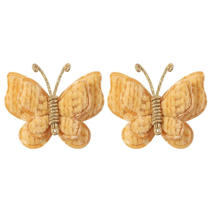 Pack of 2 hair bows girls. Kids’Fashionable Artificial Butterfly Hair Clips (Golden)