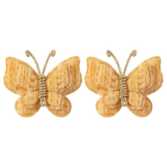 Pack of 2 hair bows girls. Kids’Fashionable Artificial Butterfly Hair Clips (Golden)