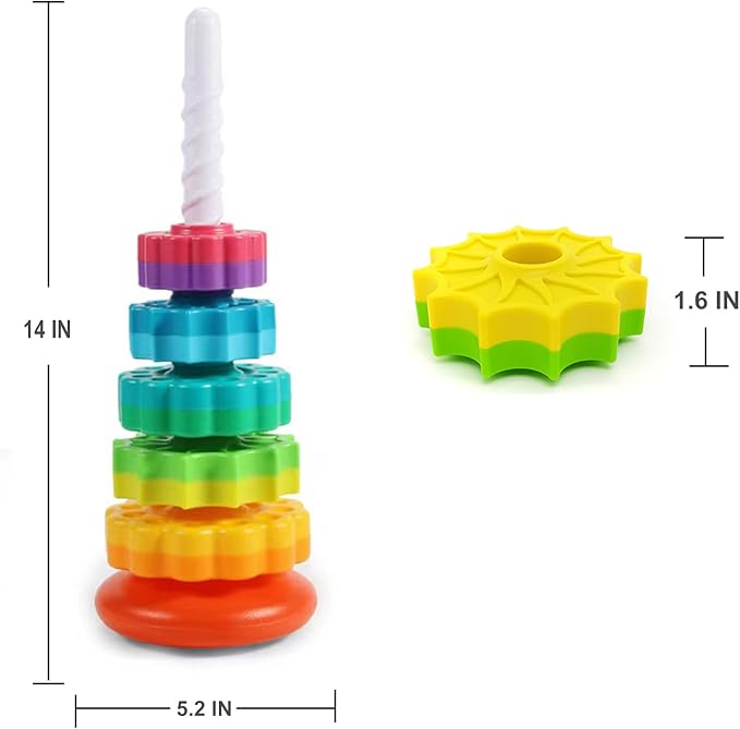 LUCKFUTURE Spinning Stacking Toys, Educational Toddler Toy Stacking Rings Baby Toys, Montessori Toy for Girls and Boys, Spin Gears Christmas Birthday Gift for 1-3 Year Old (Pack of 2)