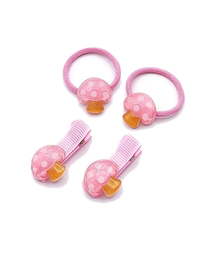 Baby Girls Mushroom Hair Clips Baby Mini Mushroom Hair Pin Kids Small Mushroom Tiny Hairclips BBW03 (4 Pcs-Pink)