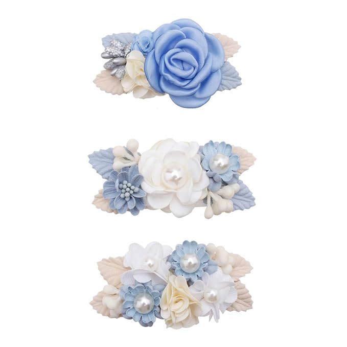 Flower Hair Clips Set-Cherrboll 3pcs Floral Hair Bow Accessories for Baby Girl Toddles Teen Gifts