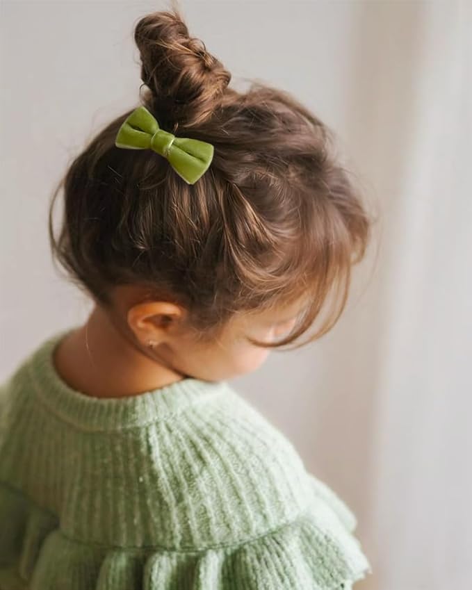 Velvet Baby Hair Clips, 20pcs Boutique Mini Bows Barrettes, Fully Lined Hair Pins Accessories for Infant Toddler Baby Girl's Fine Hair by Cherssy