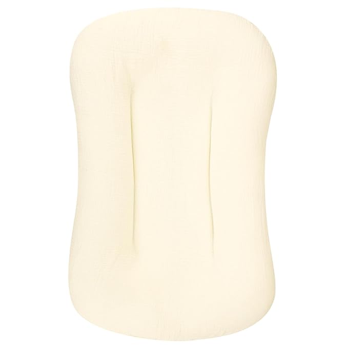 Hooyax Muslin Lounger Cover, Organic Cotton Removable Slipcover for Toddler & Infant, Padded Lounger Floor Seat Cover for Boys & Girls, Large Size 37 x 21 Inch, Beige