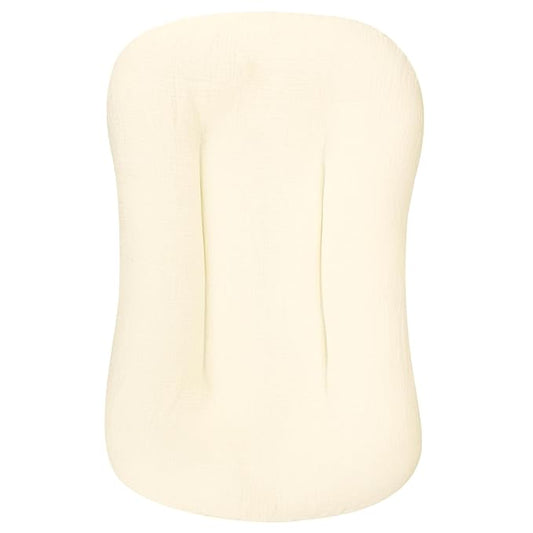 Hooyax Muslin Lounger Cover, Organic Cotton Removable Slipcover for Toddler & Infant, Padded Lounger Floor Seat Cover for Boys & Girls, Large Size 37 x 21 Inch, Beige