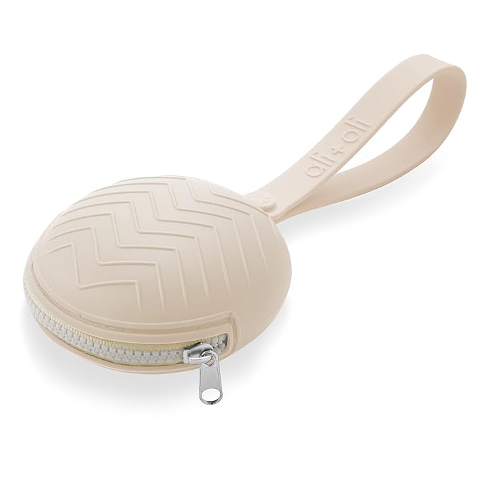 Ali+Oli (Natural) Bundle Duo, Pacifier Case Holder & Silicone Pacifier Clip for Baby